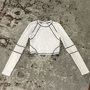 Contrast Stitching Long Sleeve Top | Garage | White | Small